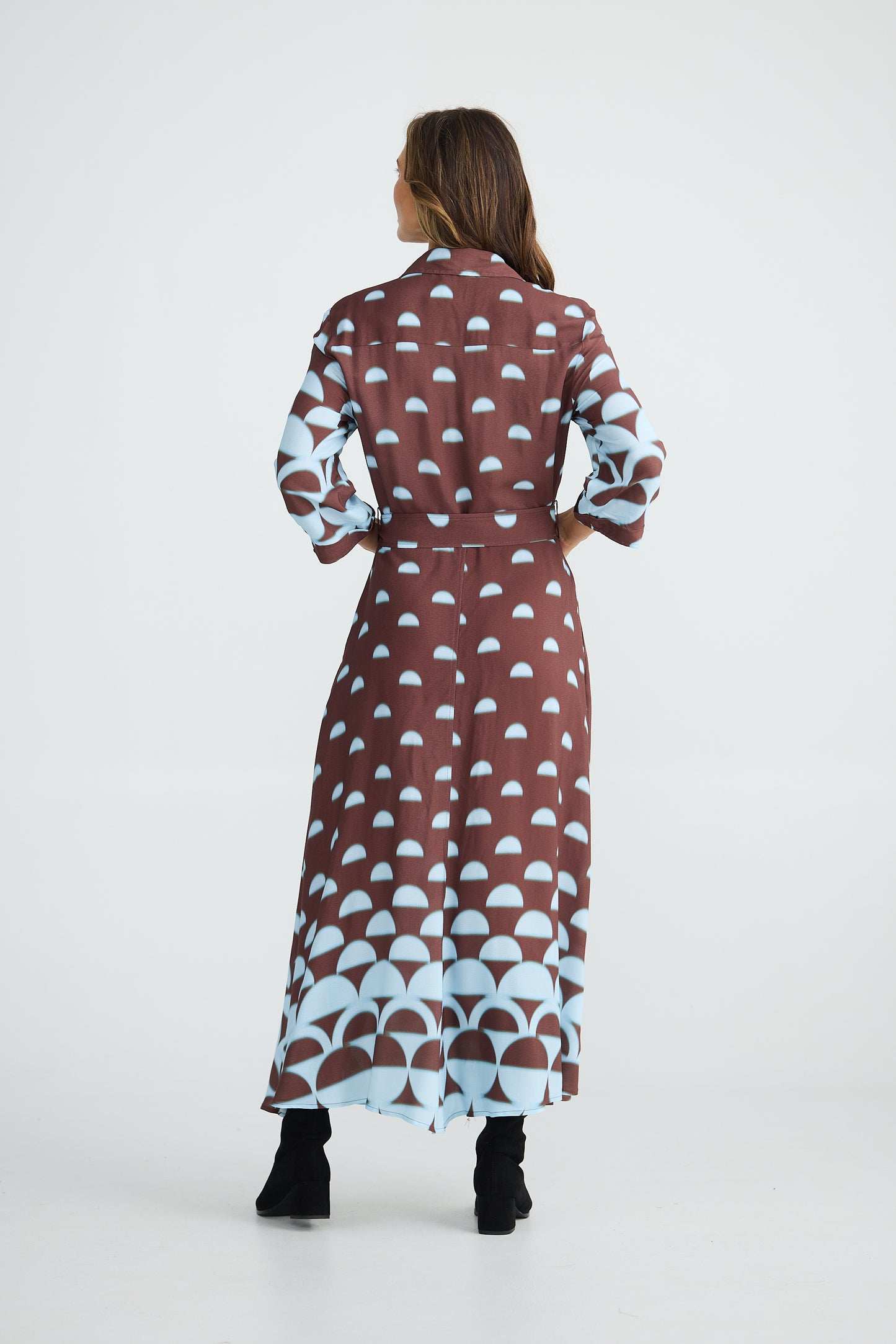 Rossellini 3/4 Sleeve Shirt Dress - Blue & Brown | Brave & True