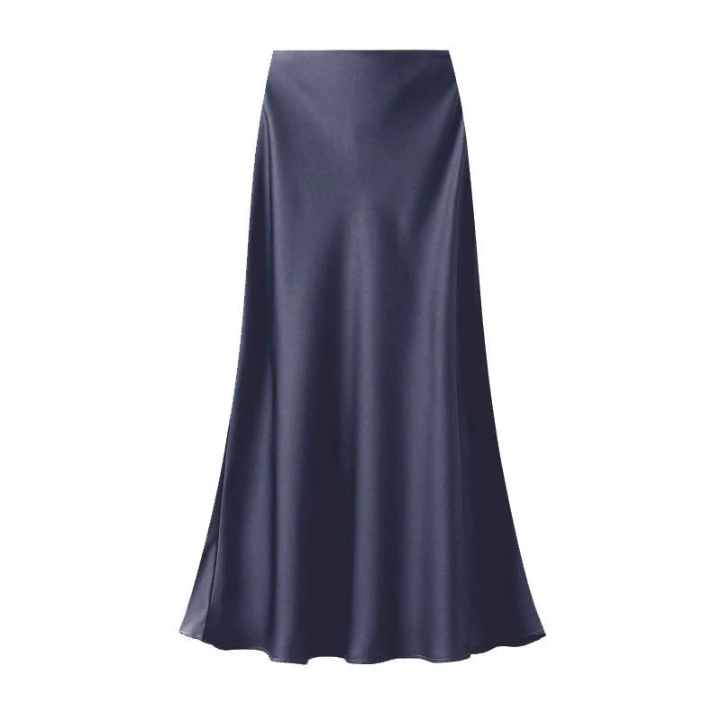 Satin Slip Skirt - Navy