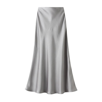Satin Slip Skirt - Silver