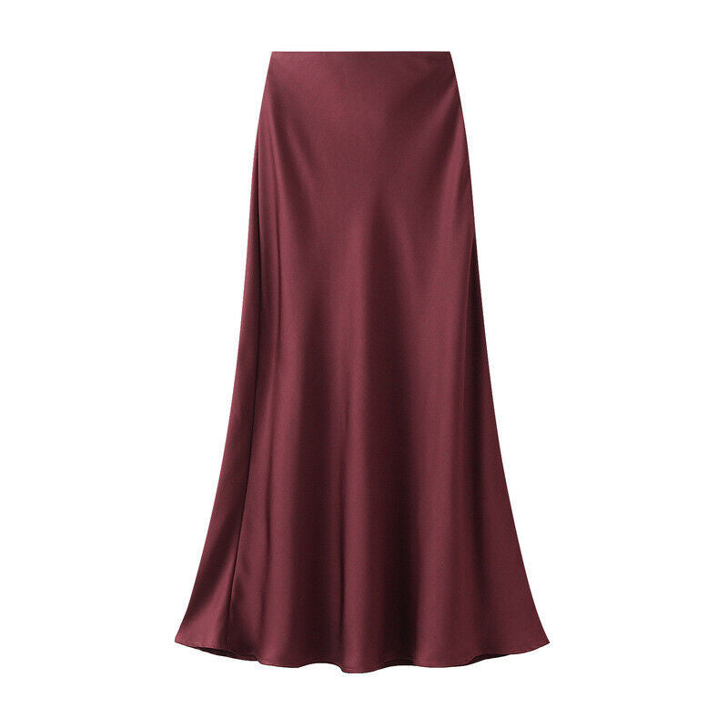 Satin Slip Skirt - Wine