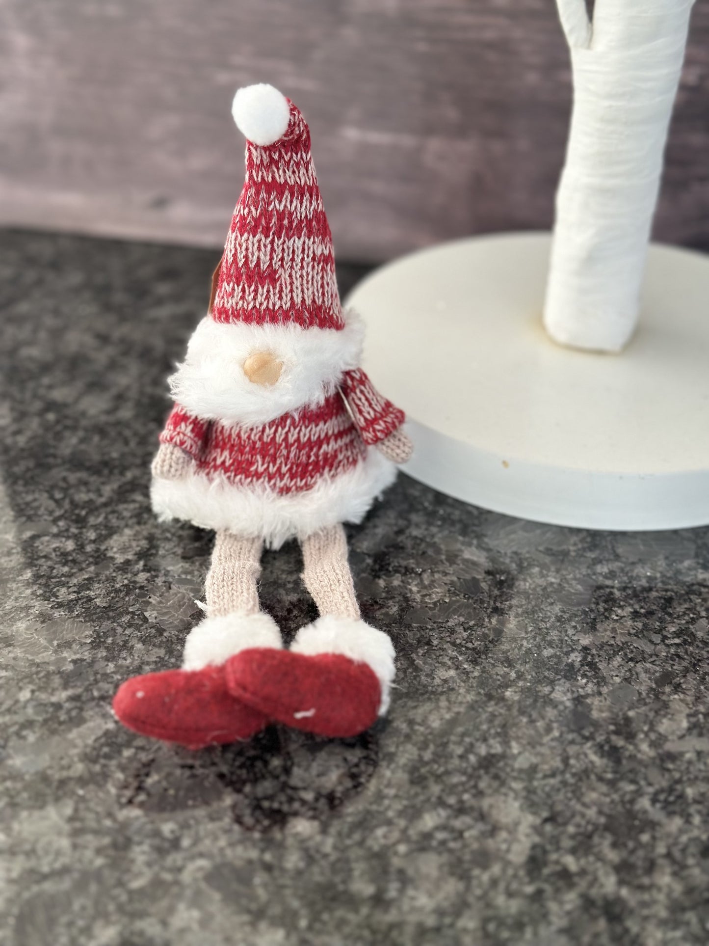 Red & White Shelf Sitting Knitted Gonk from Ascalon