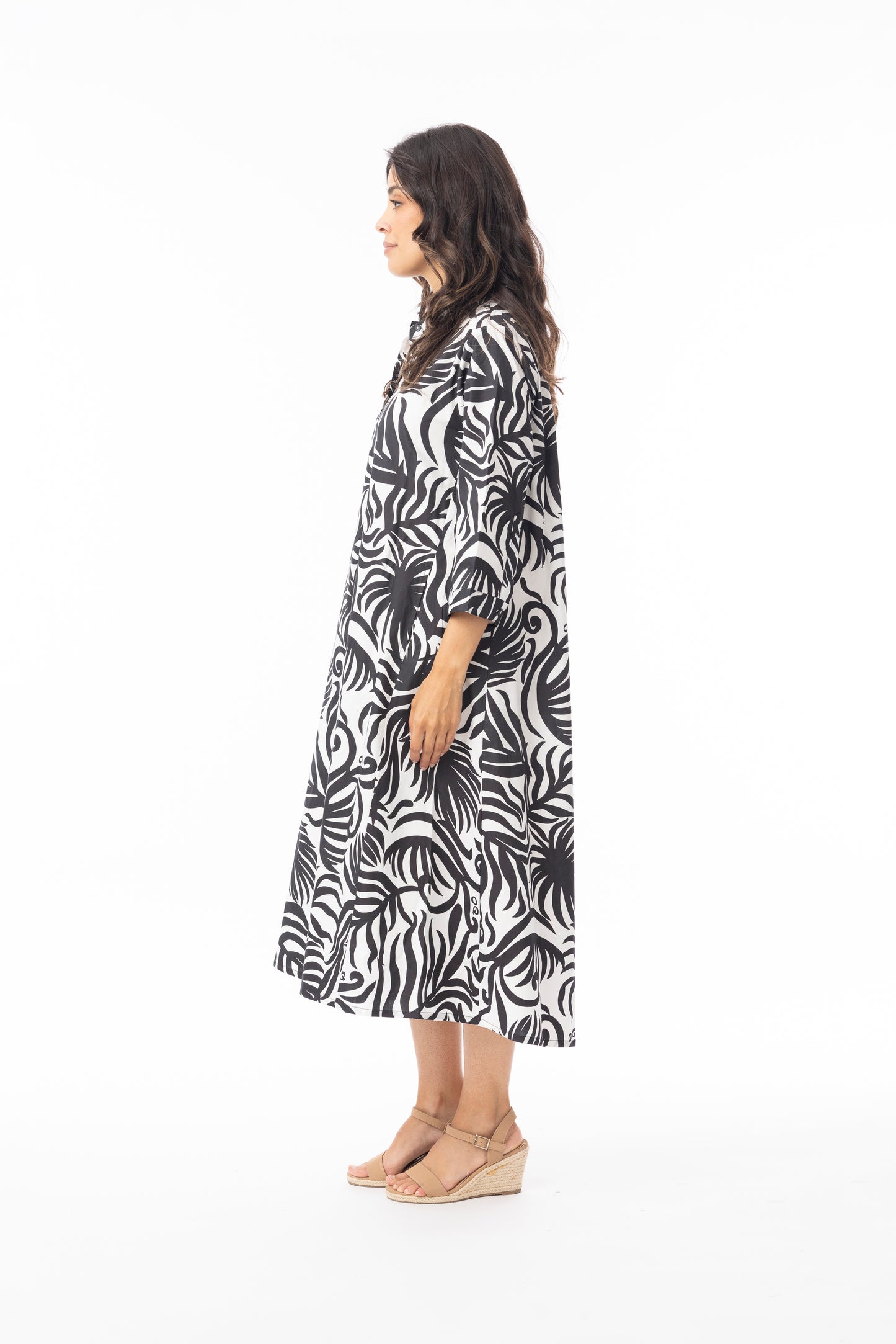 Black & White Print Orientique Suriname Shirt Dress 40173