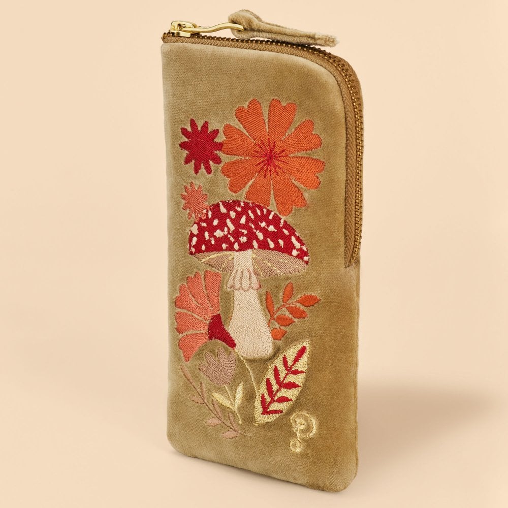 Tranquil Toadstool Velvet Sunglasses Pouch - Sage - Powder Designs