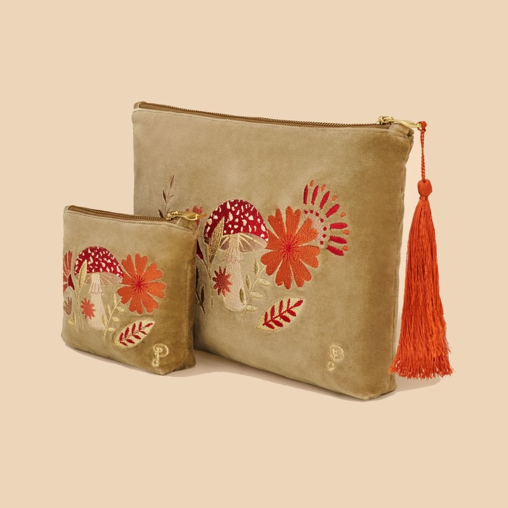 Tranquil Toadstool Velvet Sunglasses Pouch - Sage - Powder Designs