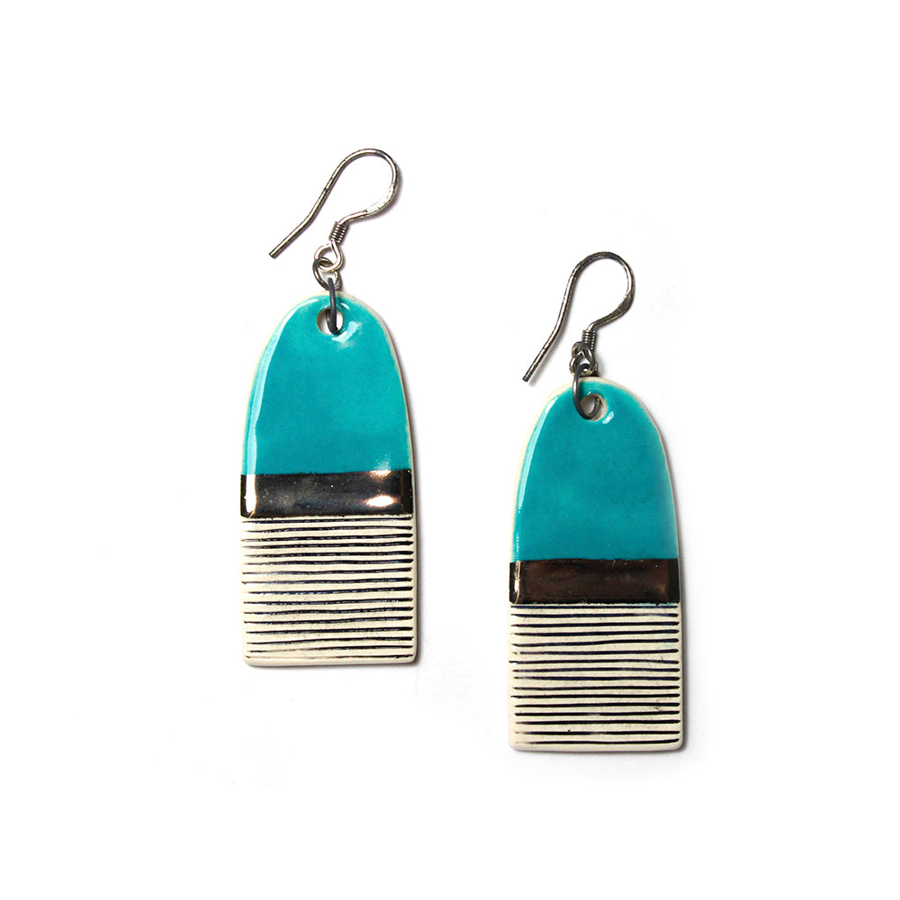 Isla Clay Ceramic Dangle Ear-Rings - Light Blue