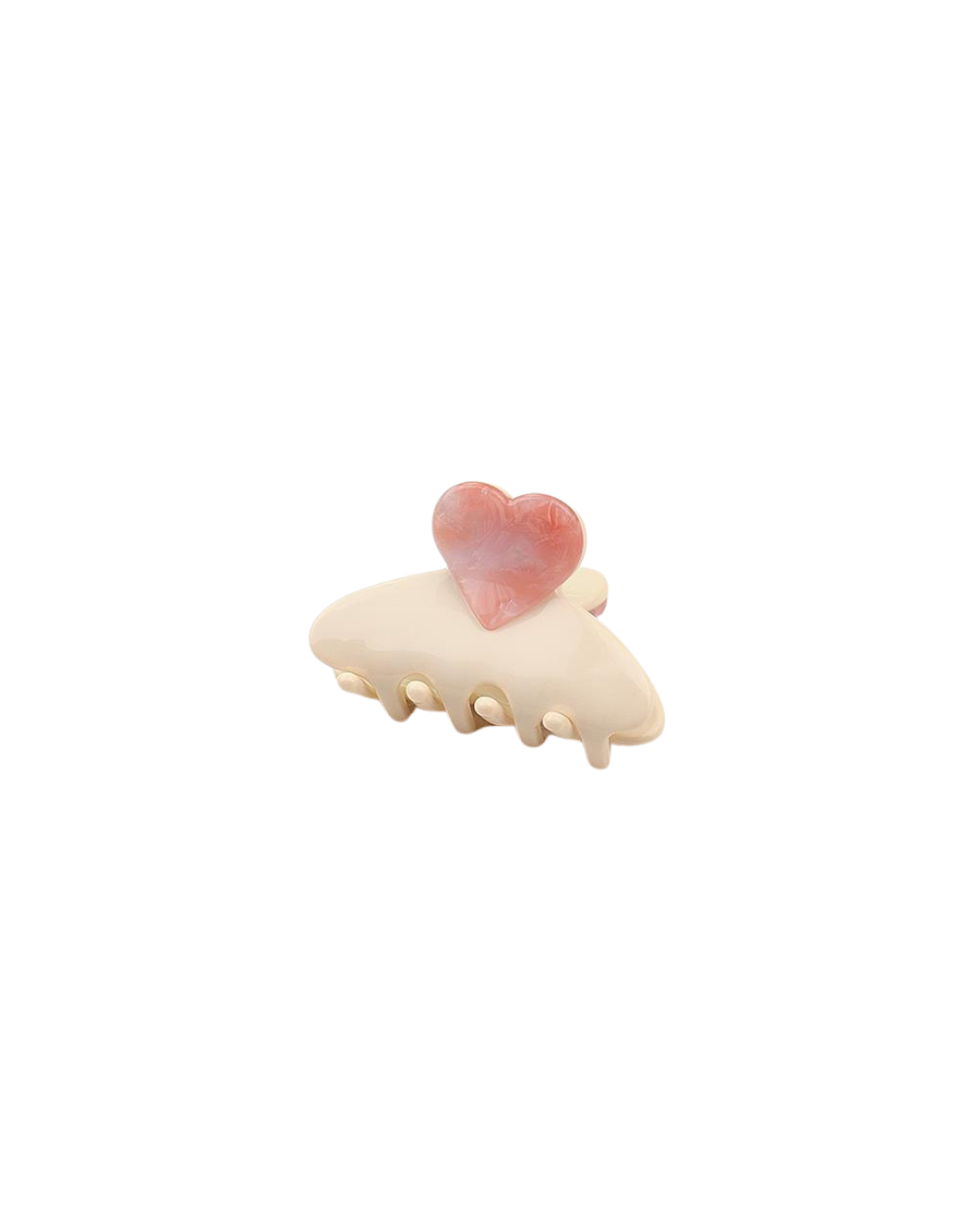 Small Heart Claw Clip in Cream & Pink