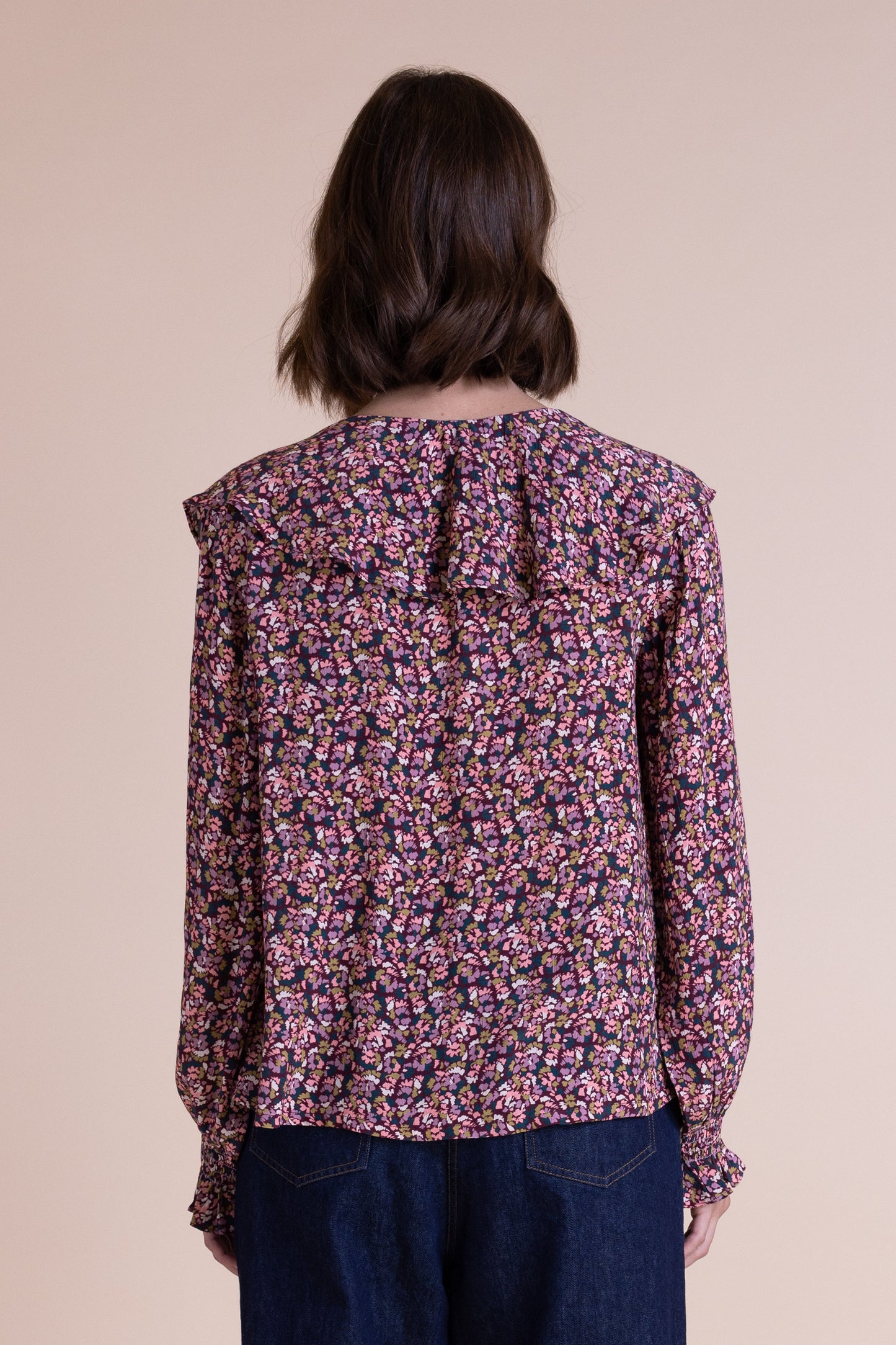 Multi Print Blouse with Frill Neck | Saige by Nomads