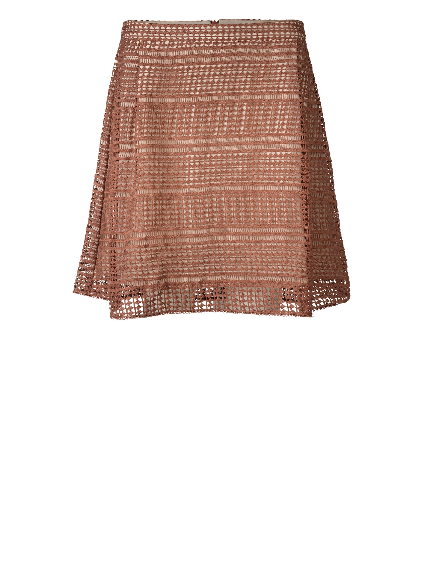 Tan Crochet Style Lined Voyage Skirt from Second Female
