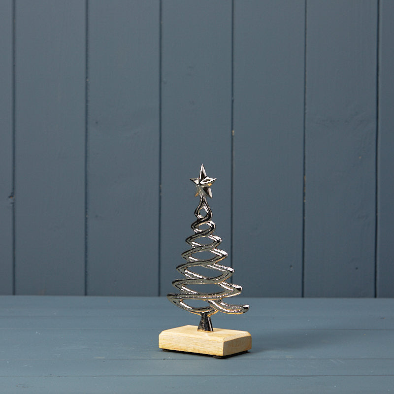 Silver Tree on Wooden Base - Satchville