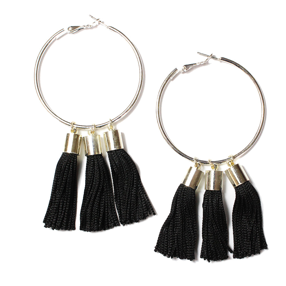Black tassel ear-rings