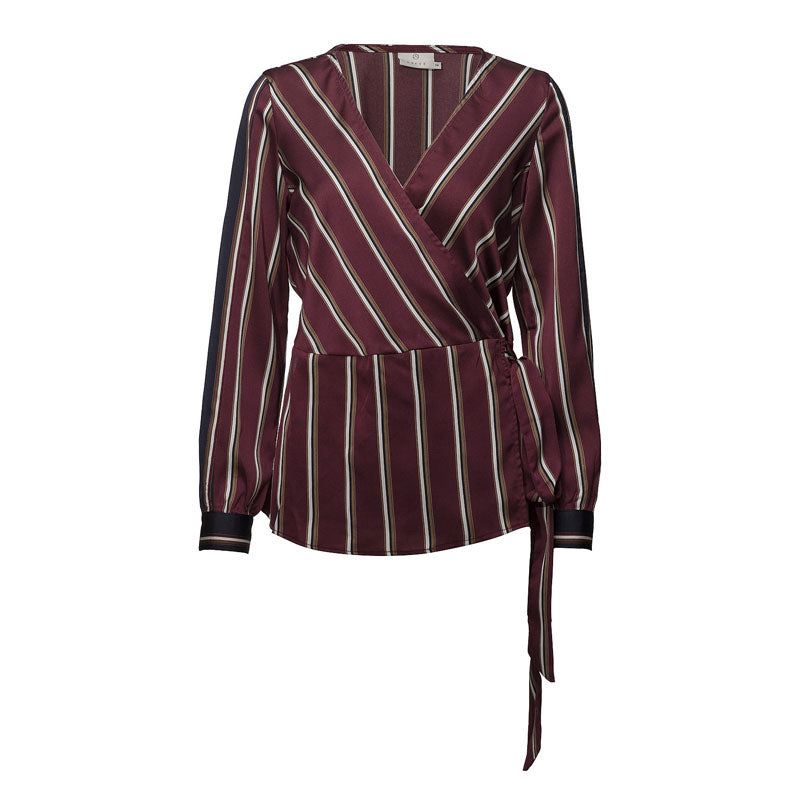 Burgundy & Navy Wrap Over Kornelia Top - Kaffe