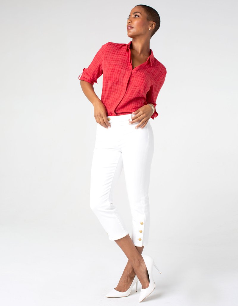 White crop jeans
