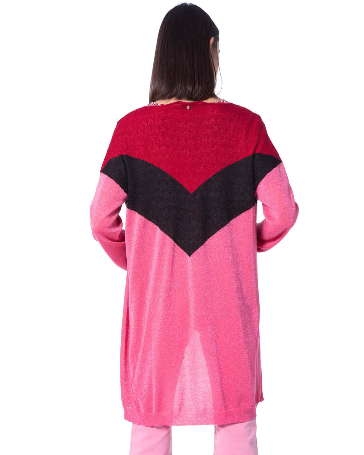 Pink/Black Colourblock Cardigan from Silvian Heach