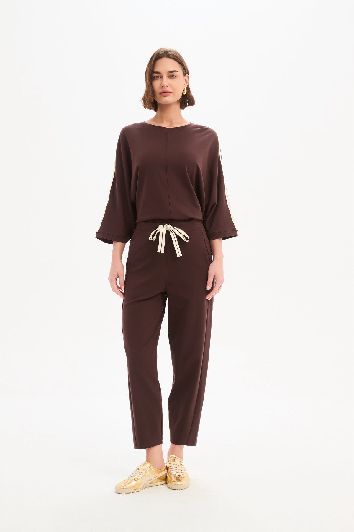 Tirelli Barrel Leg Trousers – Chocolate | 26P3805