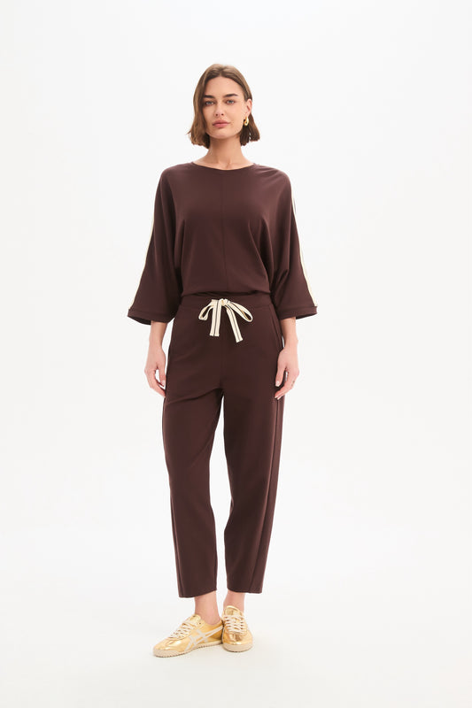 Tirelli Barrel Leg Trousers – Chocolate | 26P3805