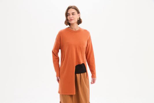 Tirelli Asymmetric Zip Detail Knit – Amberstone | 26K3818
