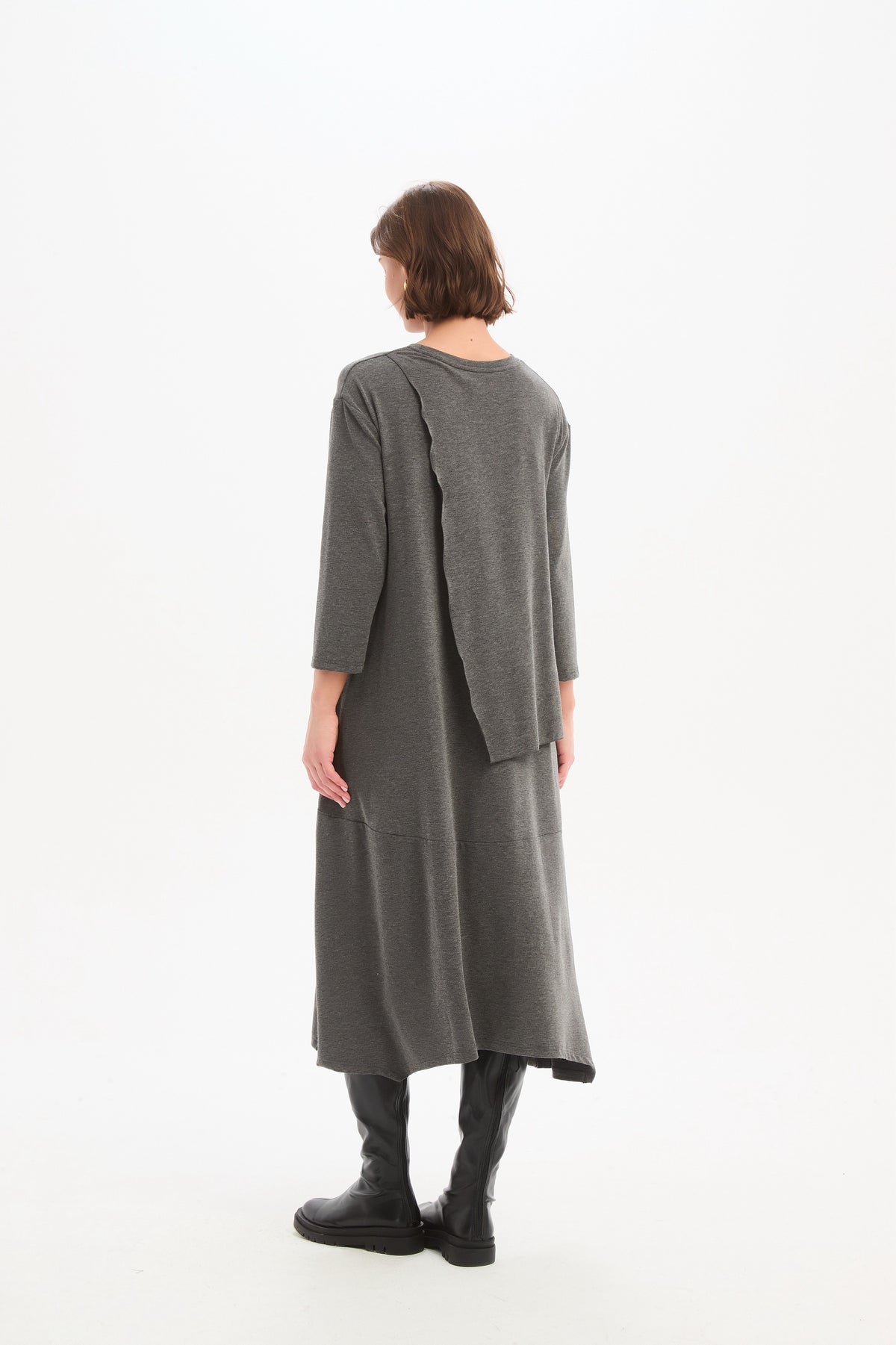 Tirelli Overlay Panel Midi Dress – Charcoal | 26D3825