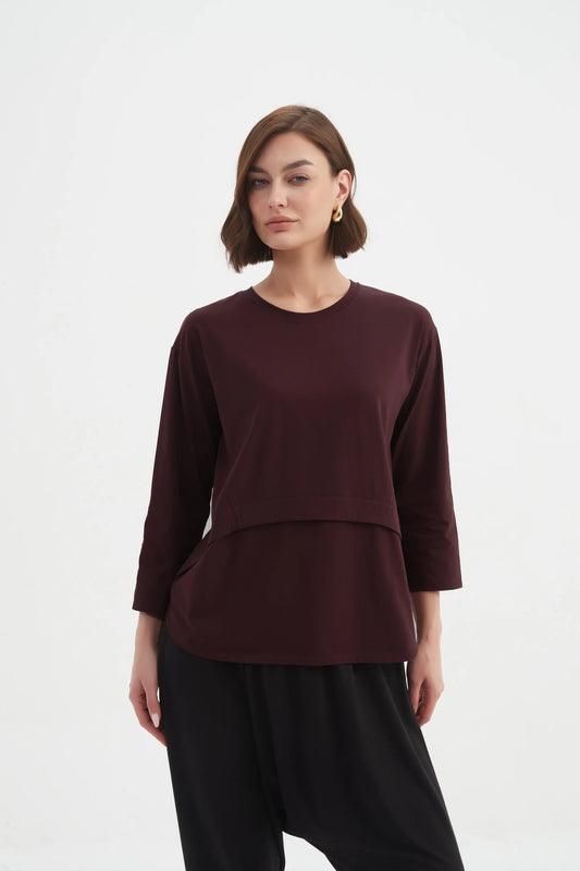 Aubergine Curved Seam Top