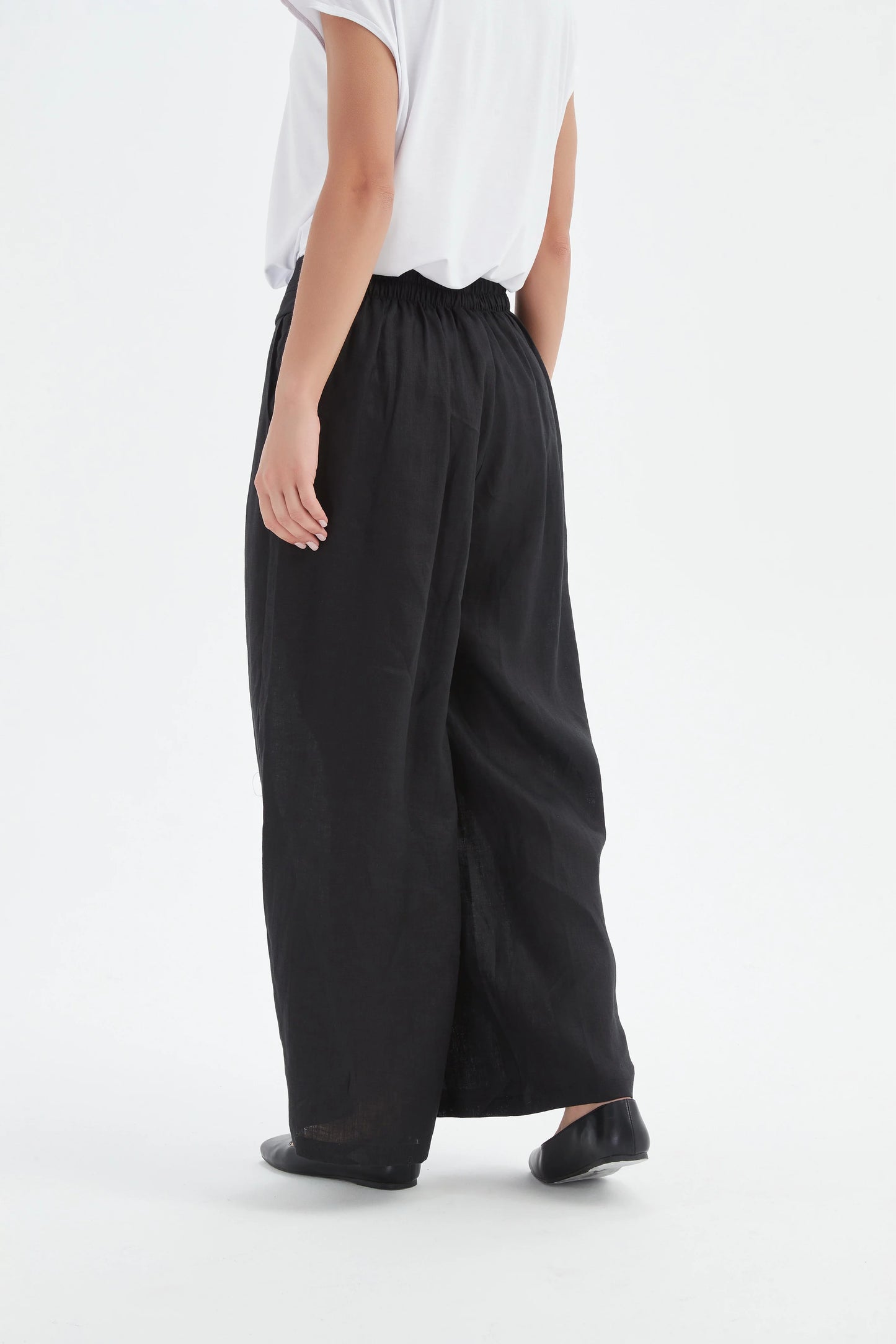 Black Pleat Front Palazzo Trousers | Tirelli