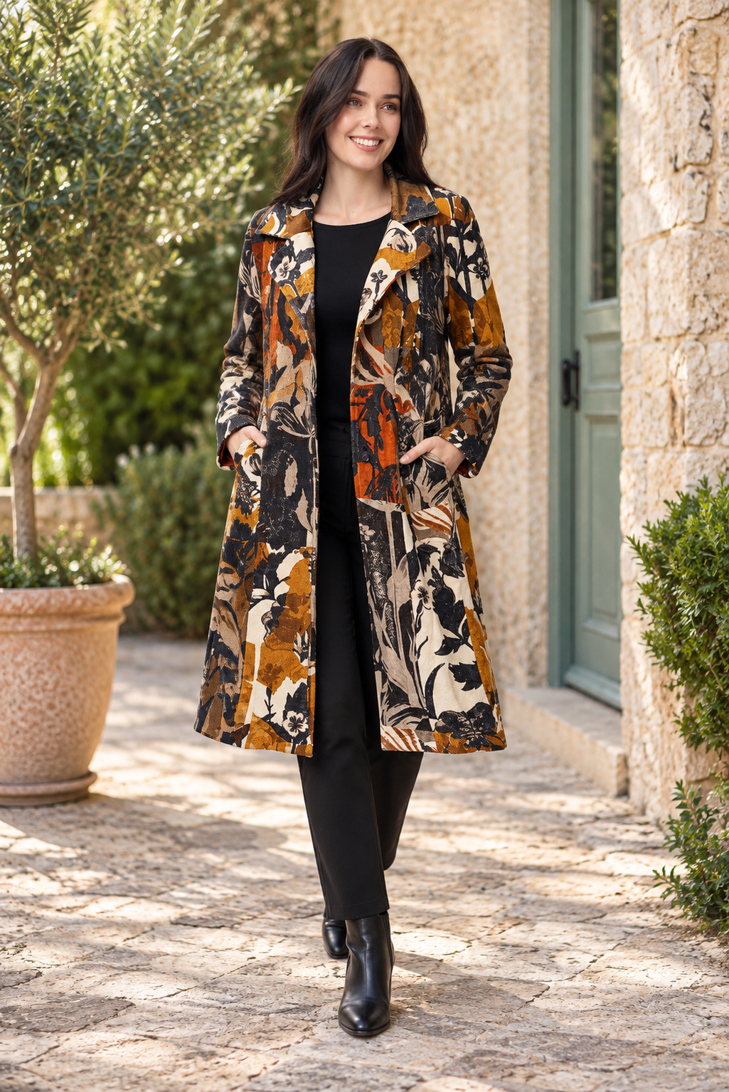 Long Printed Dagomba Coat – 32467 | Orientique