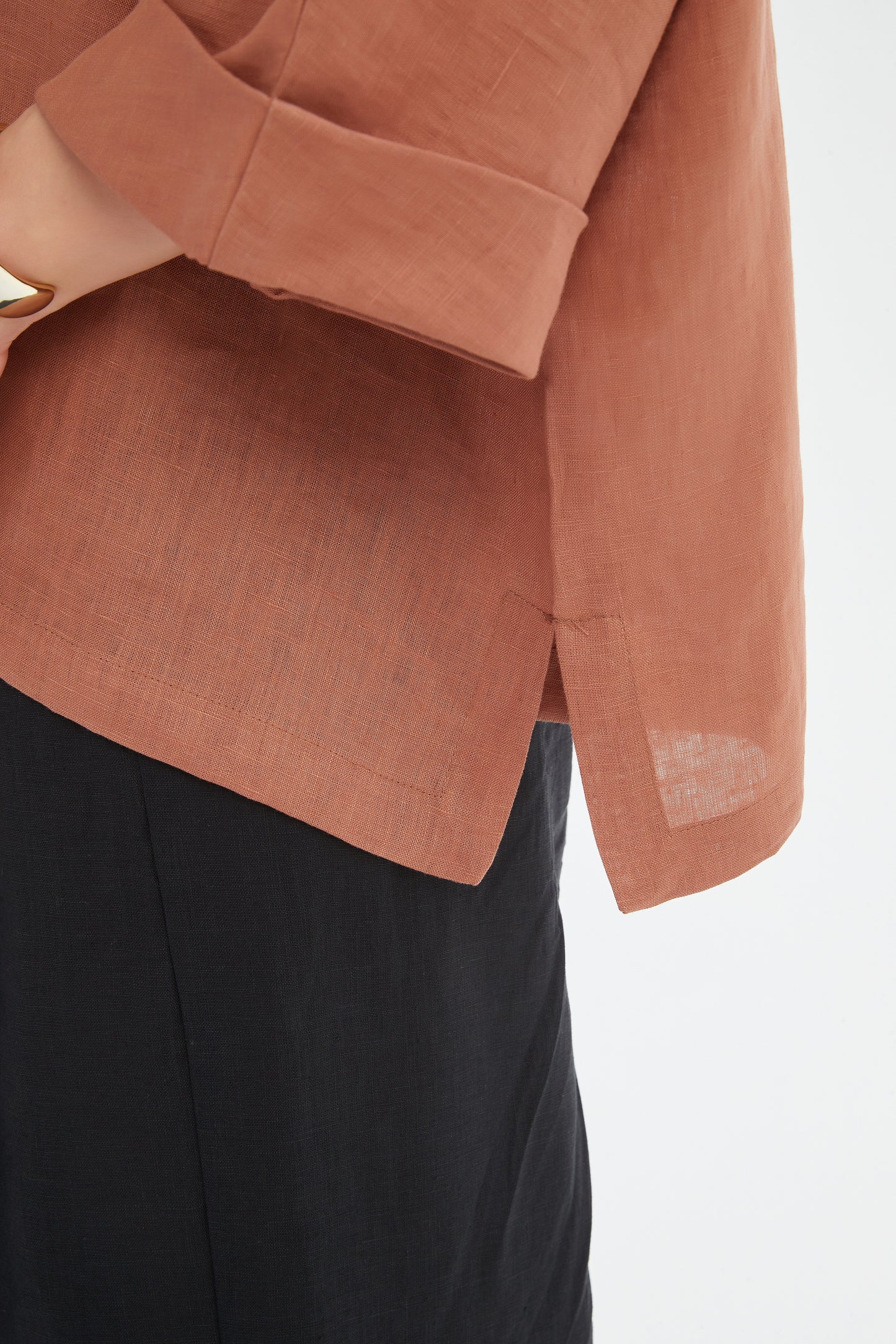 Cedar Funnel Neck Boxy Woven Top | Tirelli