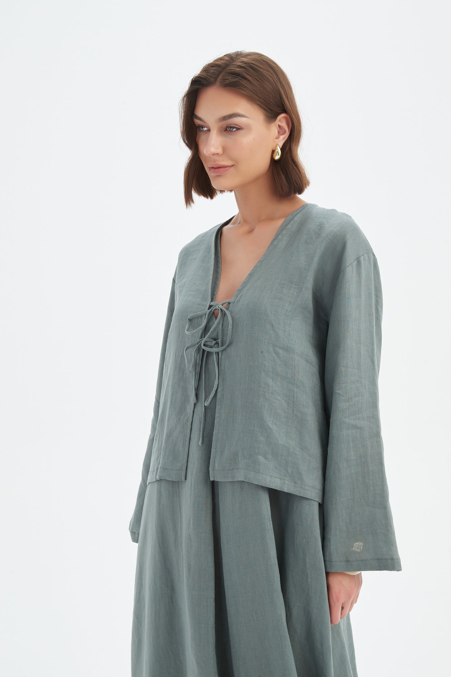 Petrol Tie Front Top | Tirelli