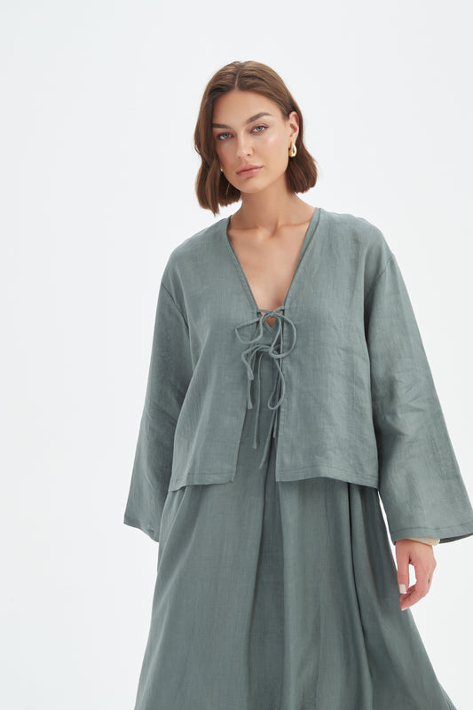 Petrol Tie Front Top | Tirelli