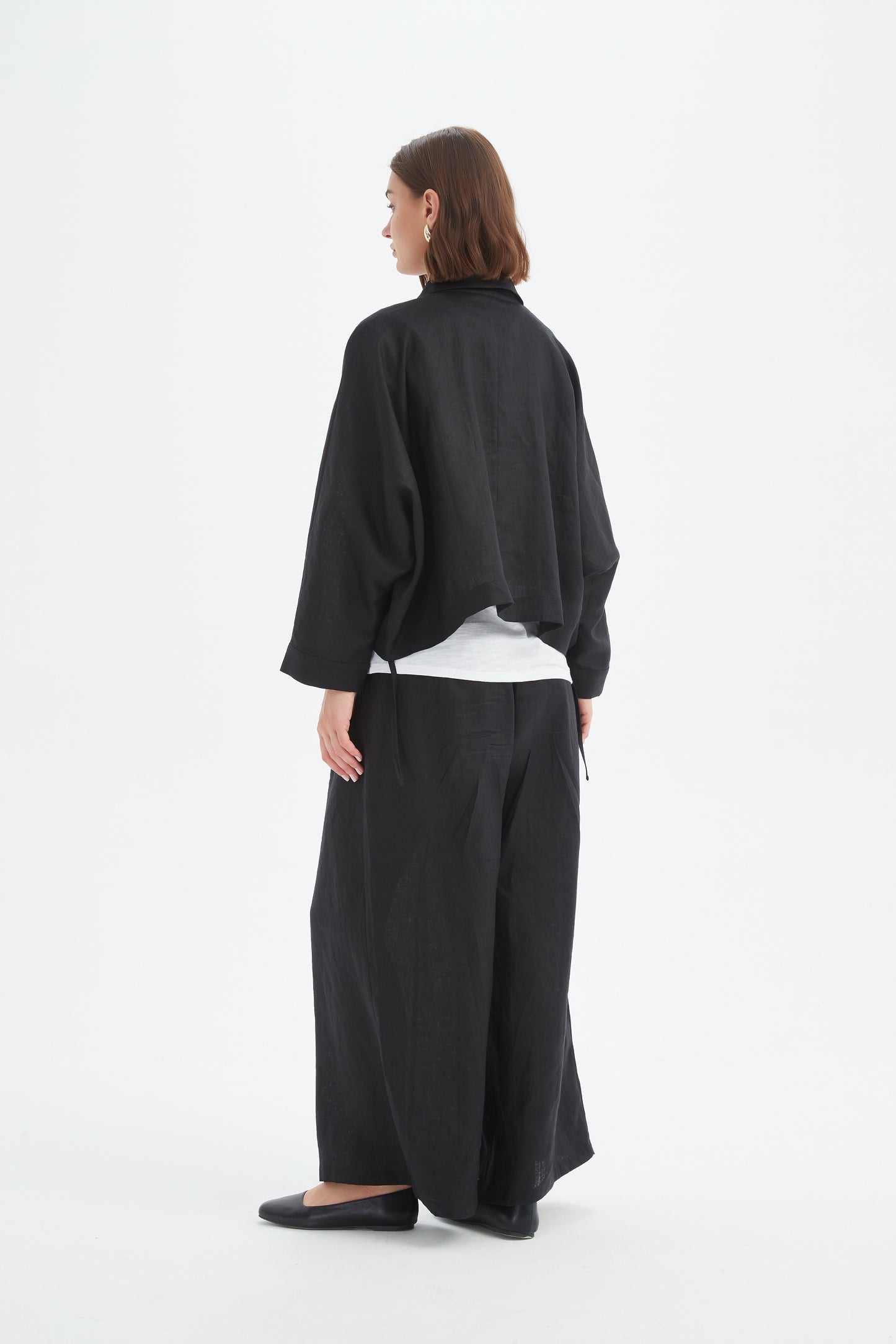 Black Wide Crop Overshirt | Tirelli