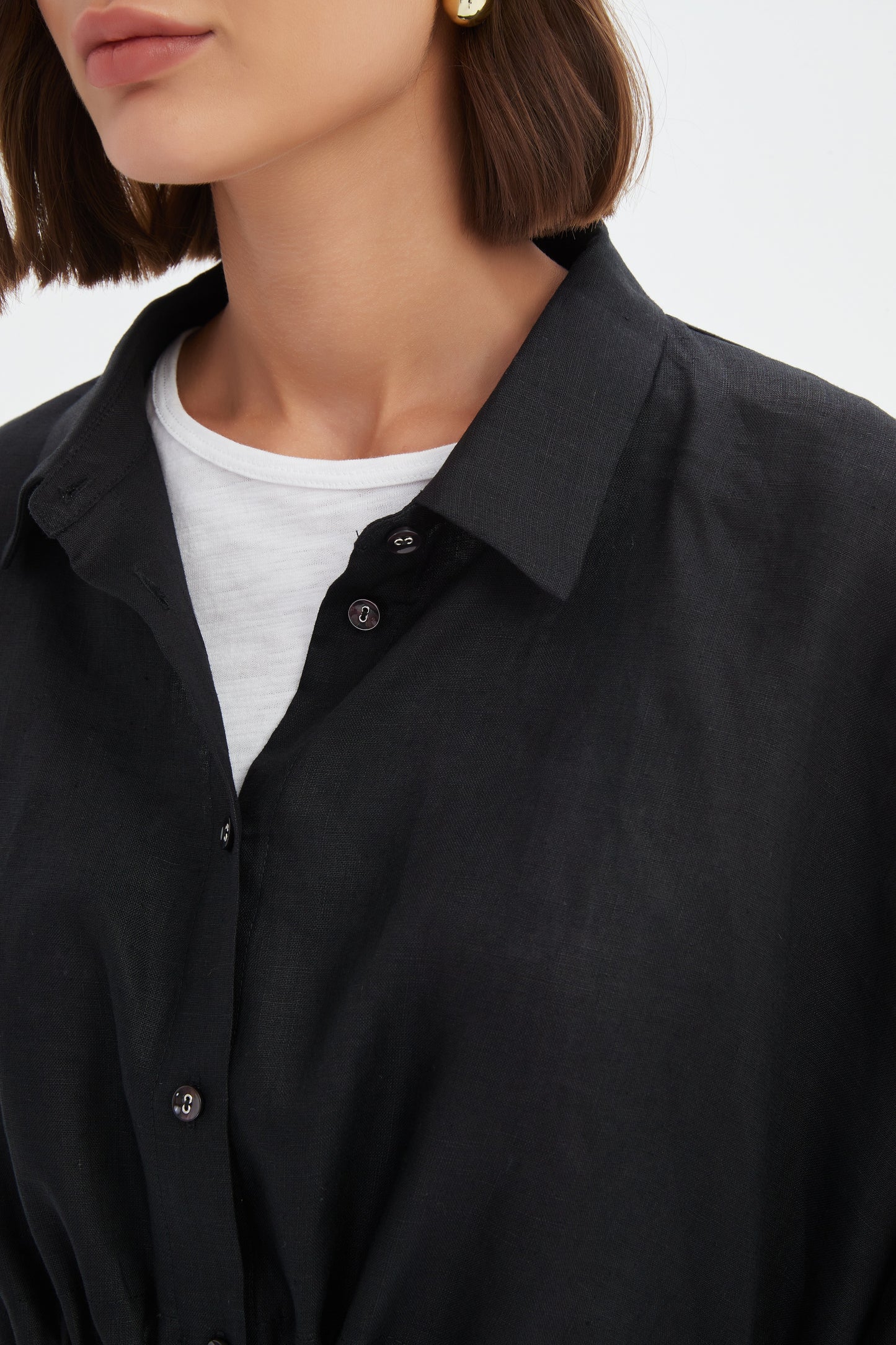 Black Wide Crop Overshirt | Tirelli
