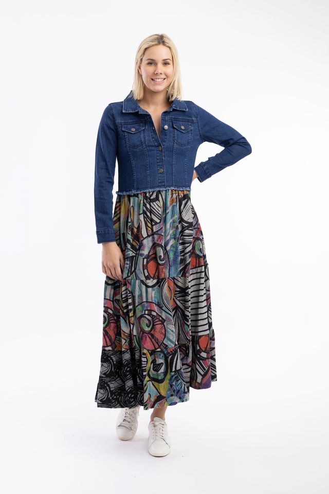 Jailhouse Rock Denim Collar Dress | Orientique 61720