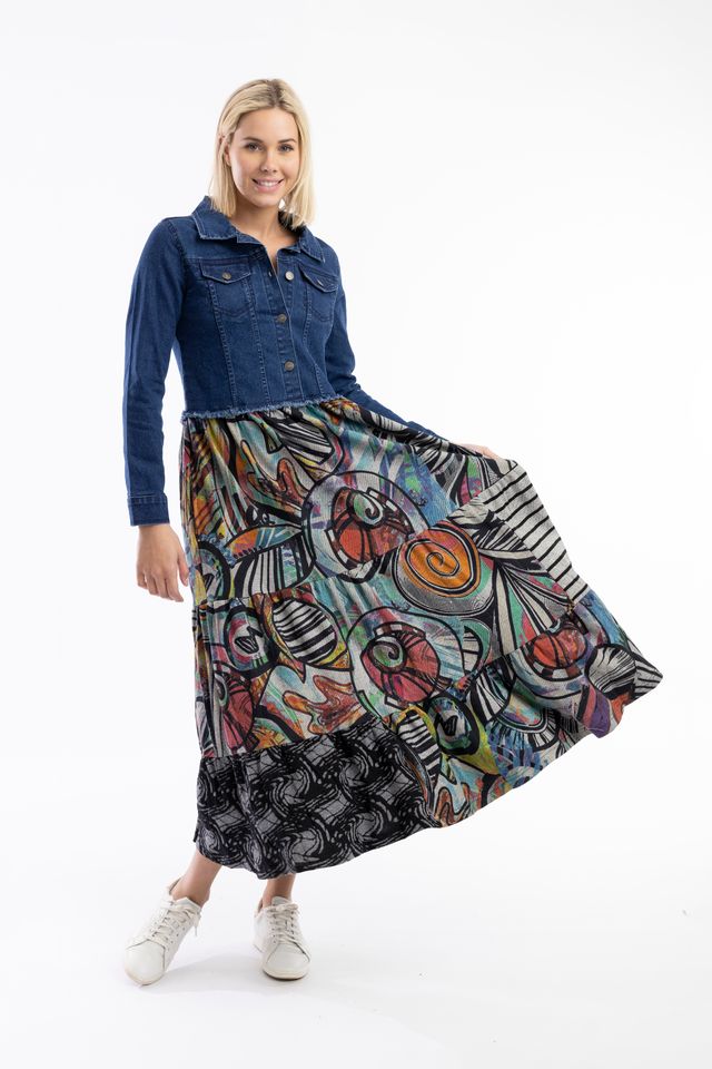 Jailhouse Rock Denim Collar Dress | Orientique 61720