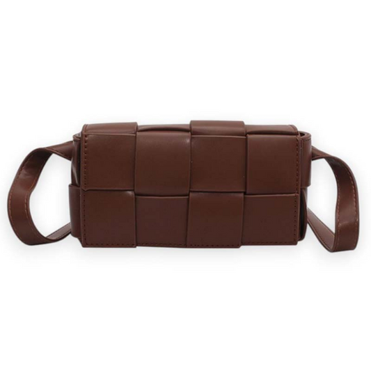 8 Cube Woven Crossbody Bag in Chocolate | Last True Angel