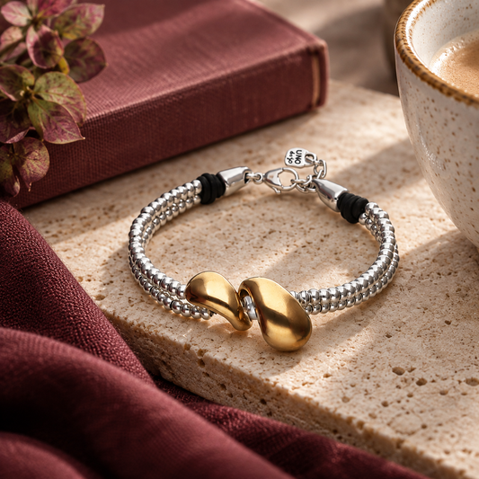 UNOde50 Axis Double Strand Bracelet - Silver & Gold | PUL2662