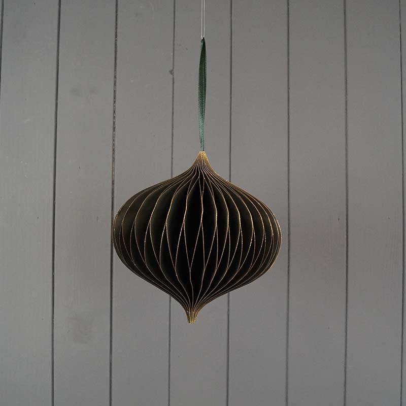 Green 20cm Teardrop Hanging Paper Decoration | Satchville