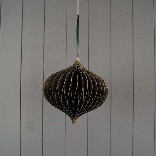 Green 20cm Teardrop Hanging Paper Decoration | Satchville