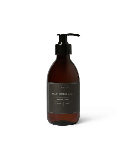 Amber Glass Hand & Body Wash | Black Pomegranate | 250ml | Chalk