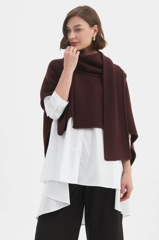 Aubergine Asymmetric Wrap Knit | Tirelli