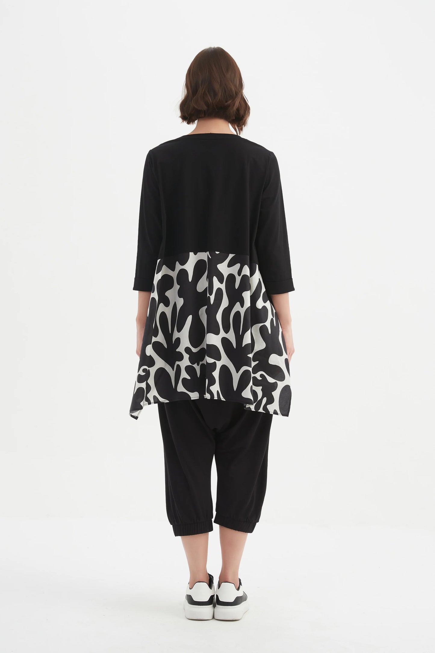 Ava Black and White Print Top | Tirelli