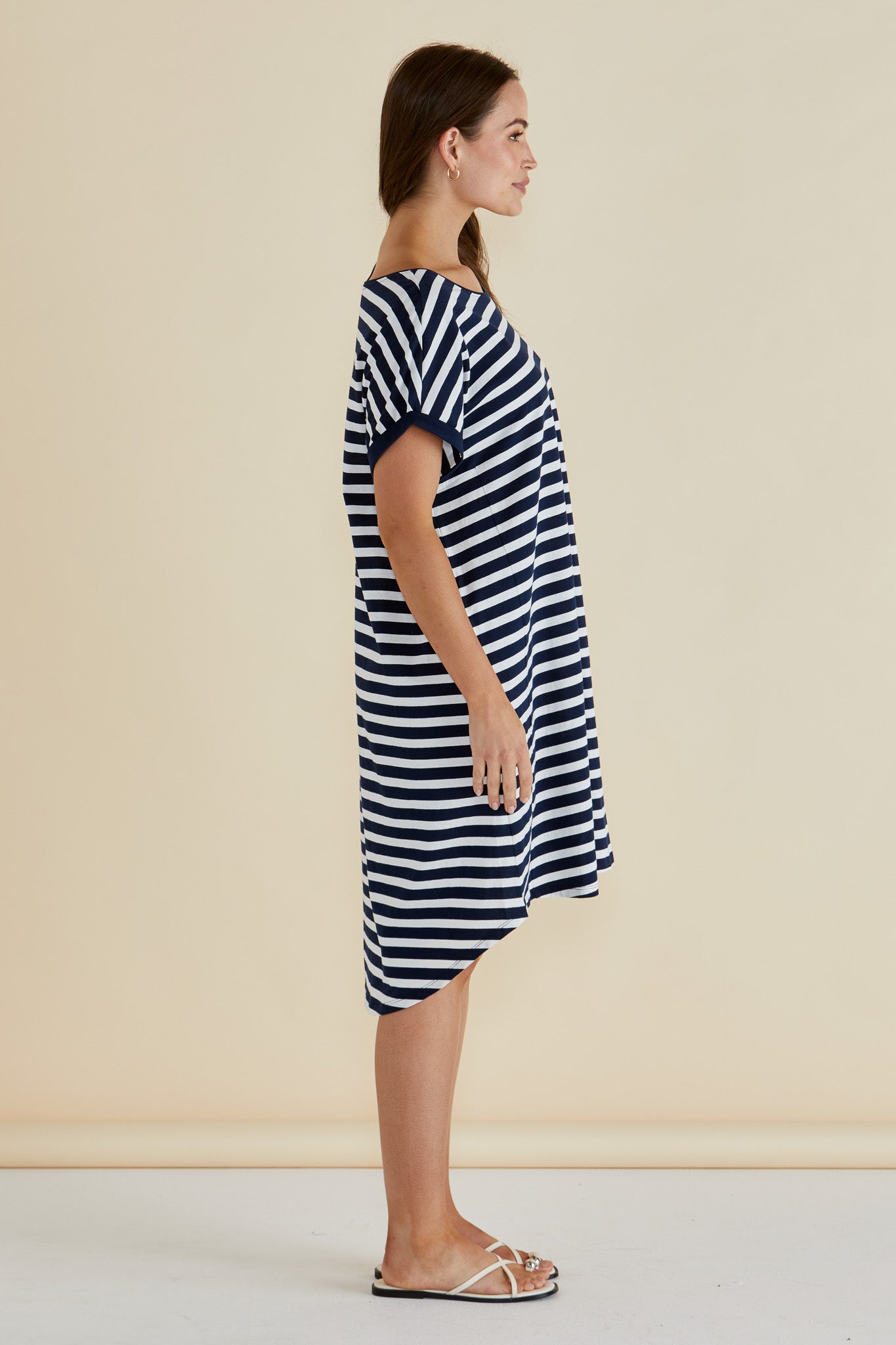 Navy & White Oversized Stripe T.Shirt Dress - Maxine | Betty Basics Style 1033