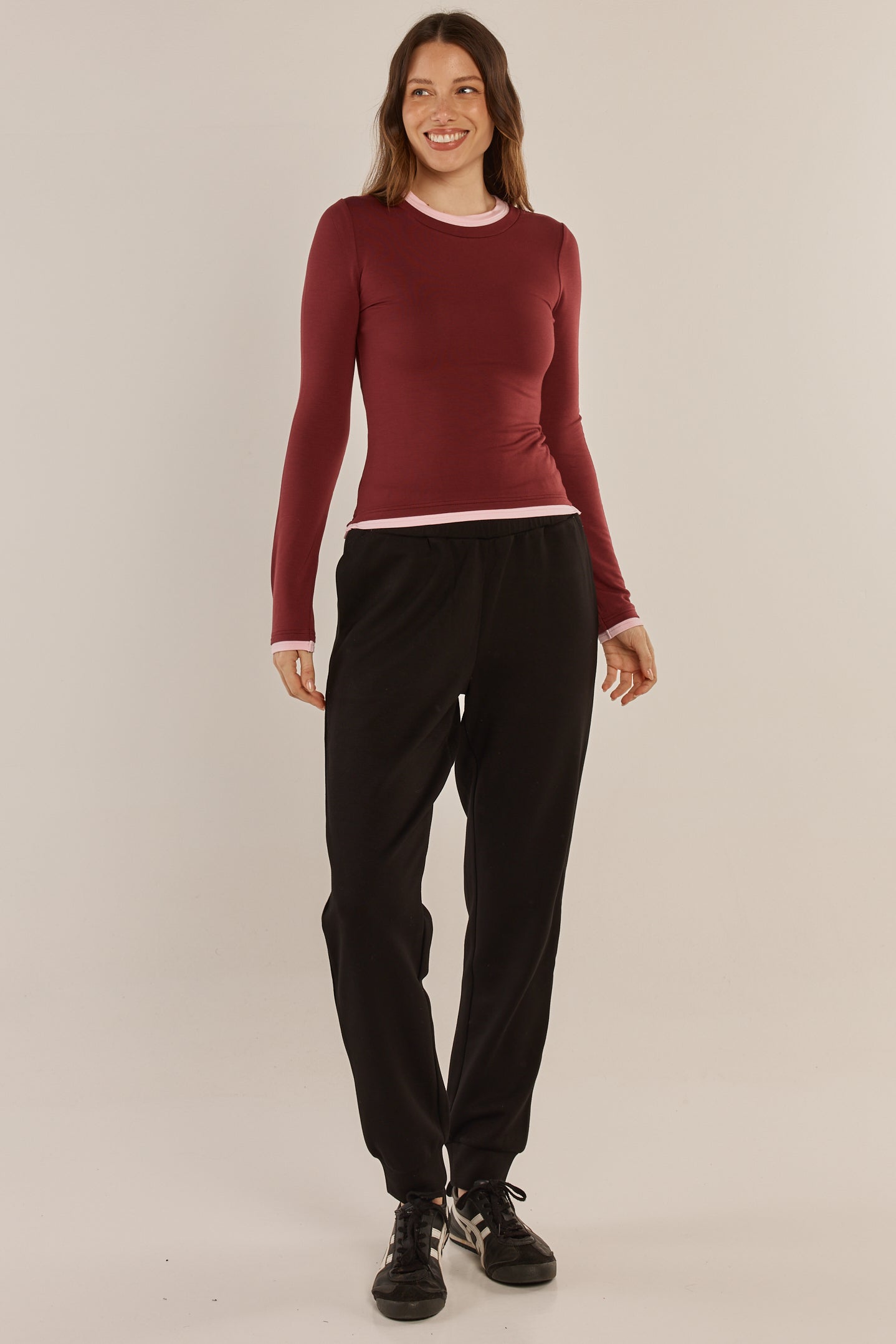 Burgundy Cloud Long Sleeve T.Shirt | Betty Basics