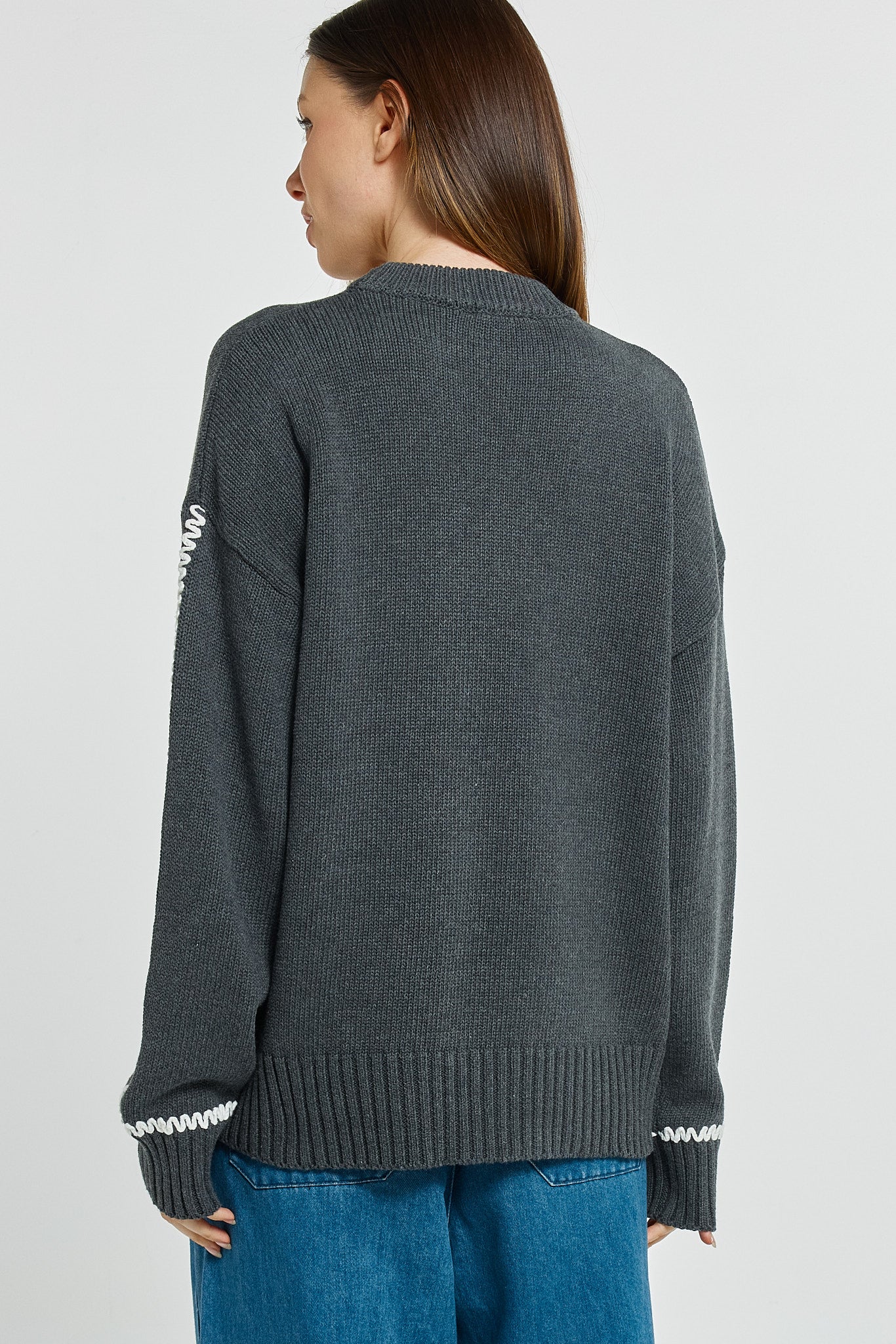 Charcoal Sweater with Contrast Stitch | Betty Basics