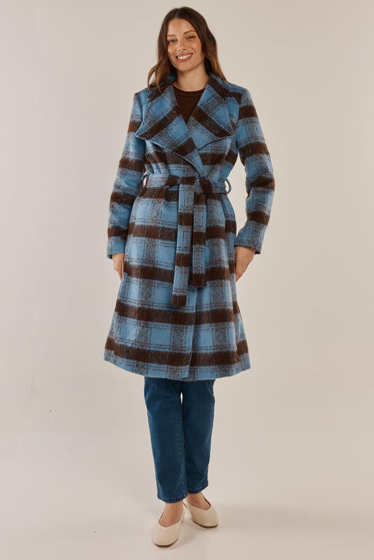 Blue/Chocolate Check Britney Coat | Betty Basics