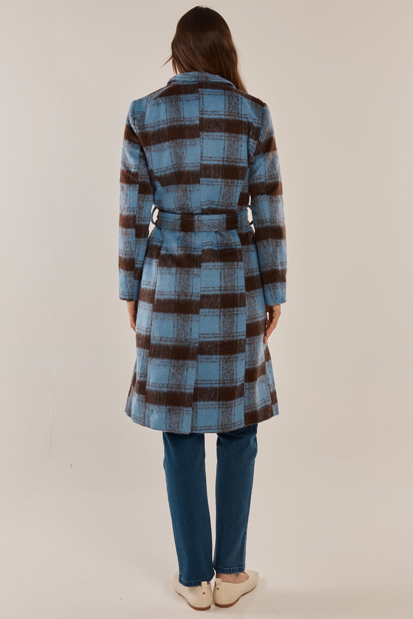 Blue/Chocolate Check Britney Coat | Betty Basics
