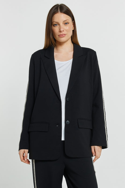 Black Bronwyn Blazer with Cream Trim | Betty Basics