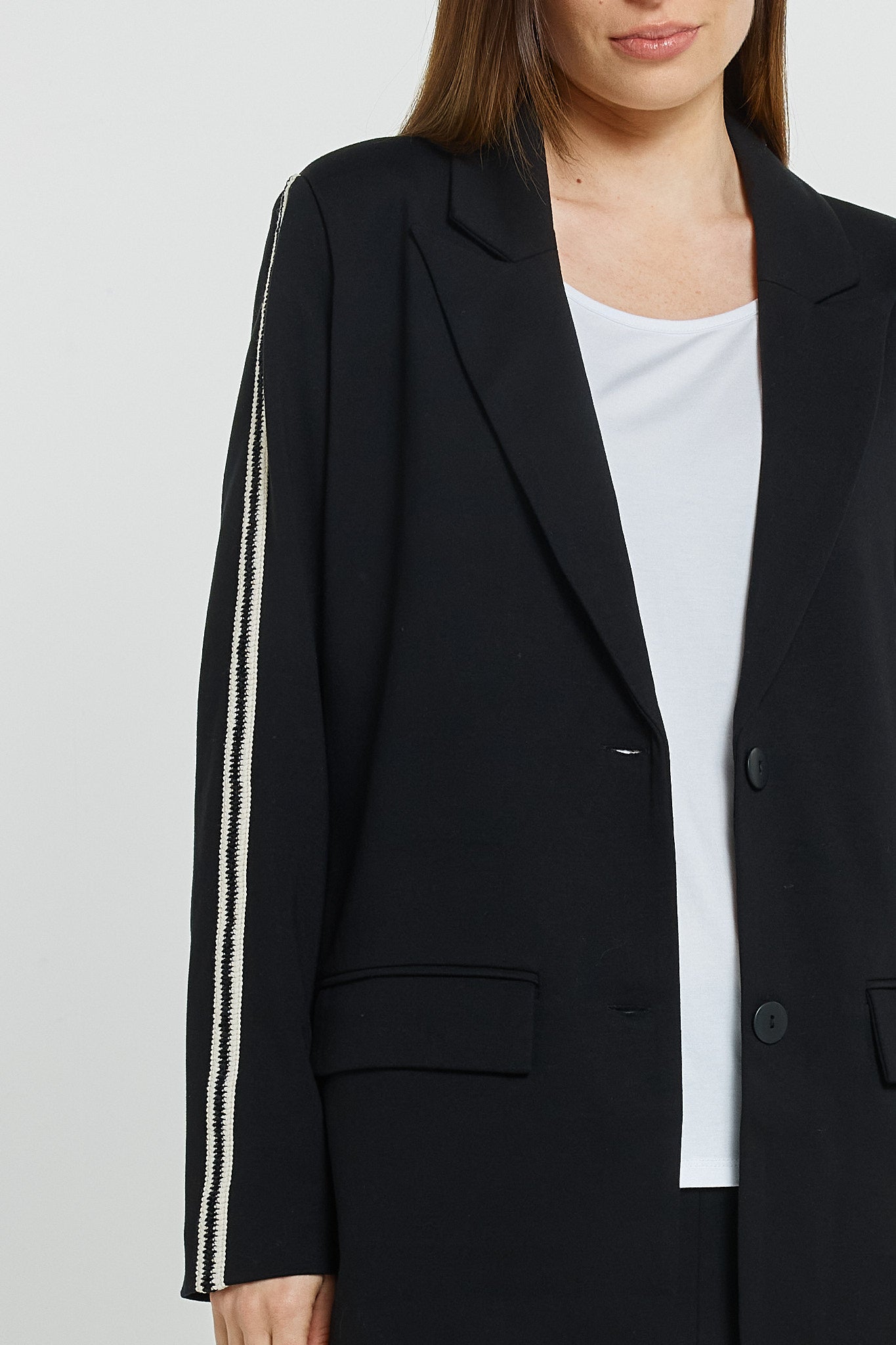 Black Bronwyn Blazer with Cream Trim | Betty Basics