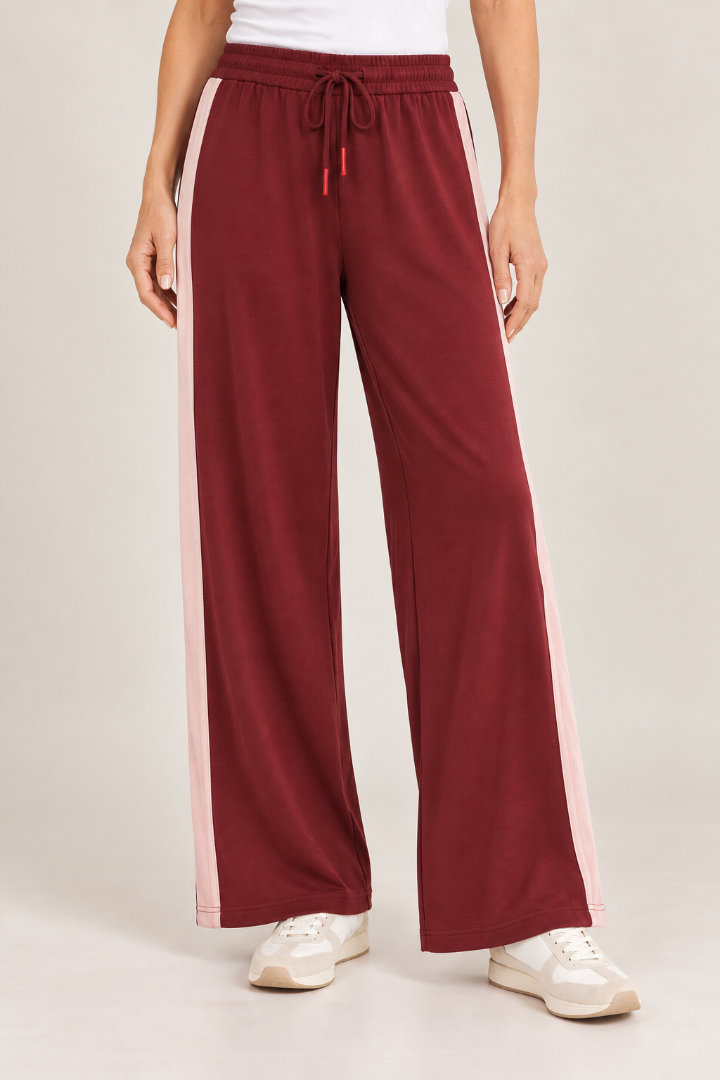 Evelyn Wide Leg Jogger – Burgundy | Betty Basics