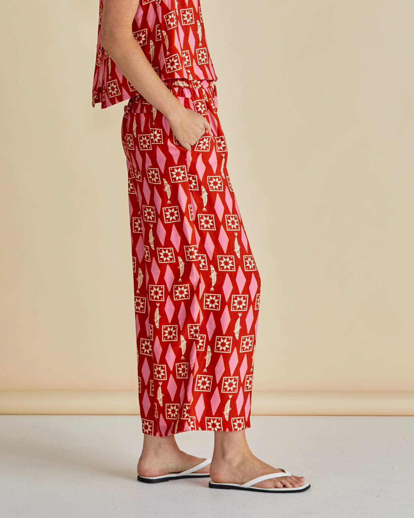 Sardinia Printed Wide Leg Trousers | Betty Basics Style 8483
