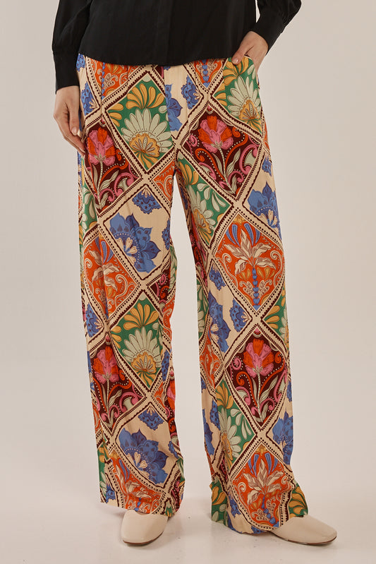 Villa Floral Print Lyon Wide Leg Trousers | Betty Basics