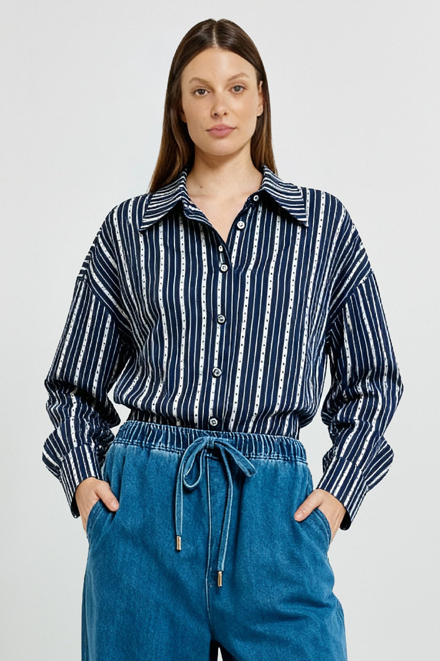 Blue & White Star Stripe Coco Shirt | Betty Basics
