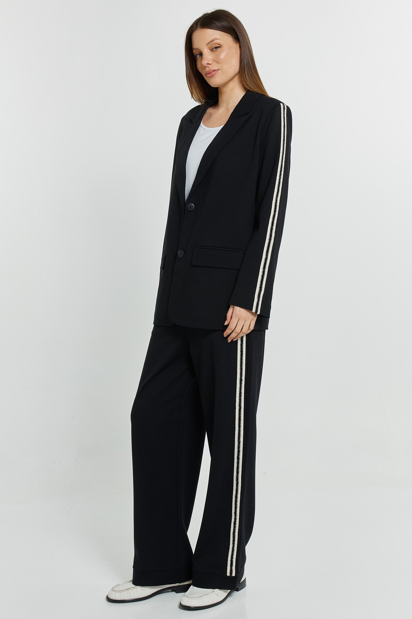 Black Bien Joggers with Cream Trim | Betty Basics
